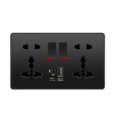 Baltas 18 W tipo C kištukas greito įkrovimo Uk 13A USB C sieninis lizdas, elektros lizdas su USB, universalus 5 kontaktų maitinimo lizdas