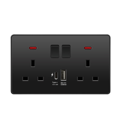 Baltas 18 W tipo C kištukas greito įkrovimo Uk 13A USB C sieninis lizdas, elektros lizdas su USB, universalus 5 kontaktų maitinimo lizdas