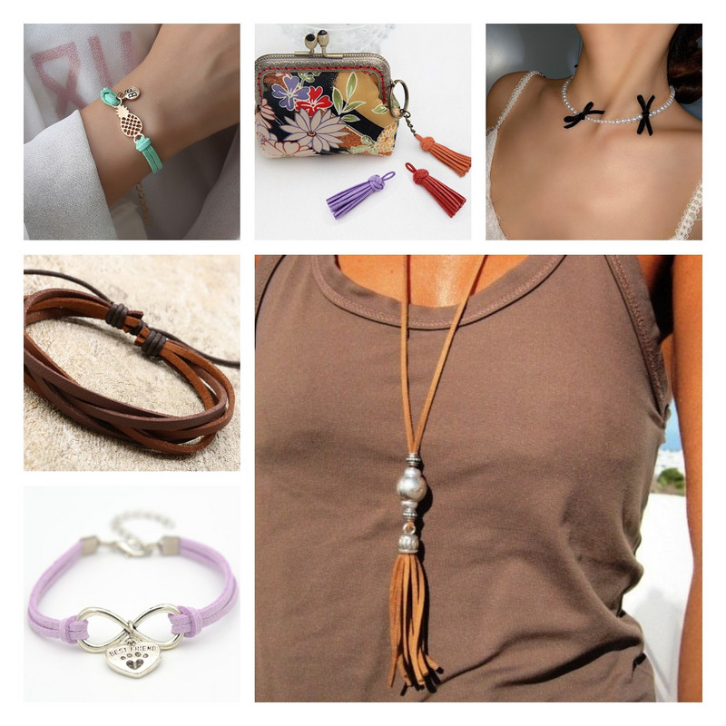 iYOE 5/20 μέτρα 38 Χρώματα 2,5 χιλιοστών Επίπεδη κορεάτικη βελούδινη κλωστή ψεύτικο δέρμα σουέτ Κορδόνι με κορδόνι για κατασκευή κολιέ βραχιόλι με πλεκτό