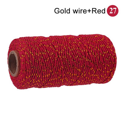 100M/tekercsezett pamutzsinór sütőzsinór színes pamut kézműves zsineg Makramé zsinór lakberendezéshez Kézzel készített karácsonyi barkácsolás ajándékcsomagolás