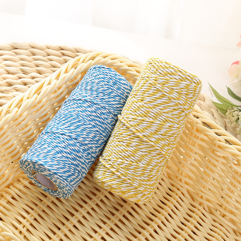 100M/tekercsezett pamutzsinór sütőzsinór színes pamut kézműves zsineg Makramé zsinór lakberendezéshez Kézzel készített karácsonyi barkácsolás ajándékcsomagolás