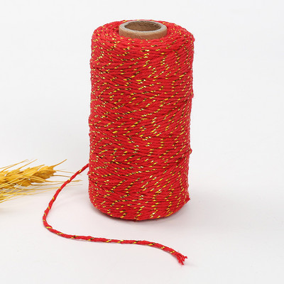 100m x 2mm sädelev puuvillane nöör Metalliline puuvillane lõng Keeratud nöörid Makrameenöörist nöörist nööripael kodukaunistuseks kingituste pakkimiseks