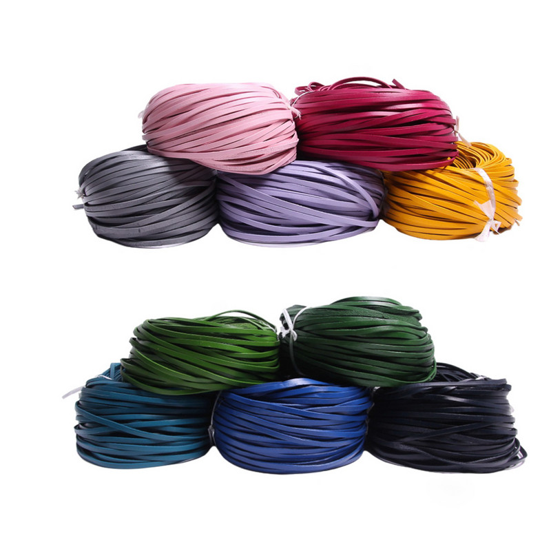 2 metri colorat 3-10 mmmm plat bijuterii din piele naturală snur șir dantelă frânghie bricolaj chokers colier brățară găsire