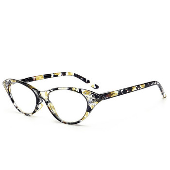 Fashion Cat Eye Reading Glasses With Pouch Women Vintage Crystal Glasses Frame Lady Presbyopic Hyperopia Diopter +1,0 ~ +4,0