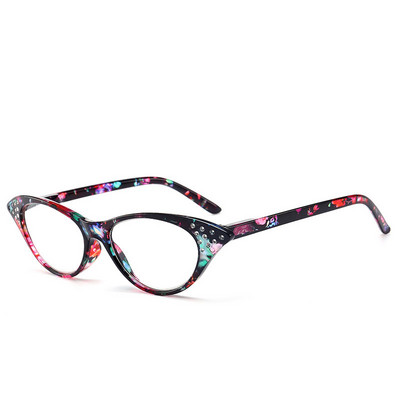 Moodsad kotiga kassisilmade lugemisprillid, naiste vanaaegsed kristallprillid, raam, daam Presbüoopiline hüperoopia diopter +1,0 ~ +4,0