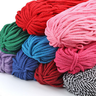 5 Yards Cotton Woven Rope 5mm Braided Rope Colored Twisted Cord DIY Handmade Craft Decorations Bag Drawstring Belt Accessories