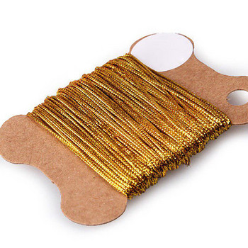 100 м 1 мм въже златен сребърен шнур Опаковка за подаръци Връв метални бижута Конец Шнур Линия с надписи Изработка на гривни Етикети Марк Връзка