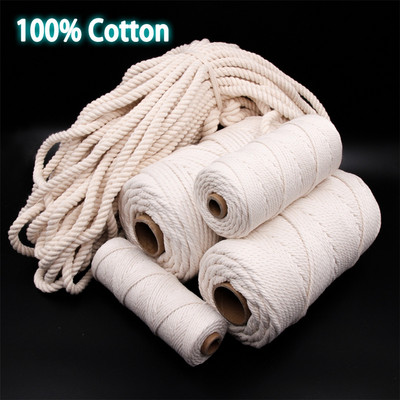 1mm-10mm 100% Cotton Macrame Cord Rope String DIY Handmade Wall Hangings Natural 3mm Rope Sewing Bohemia Wedding Home Decoration
