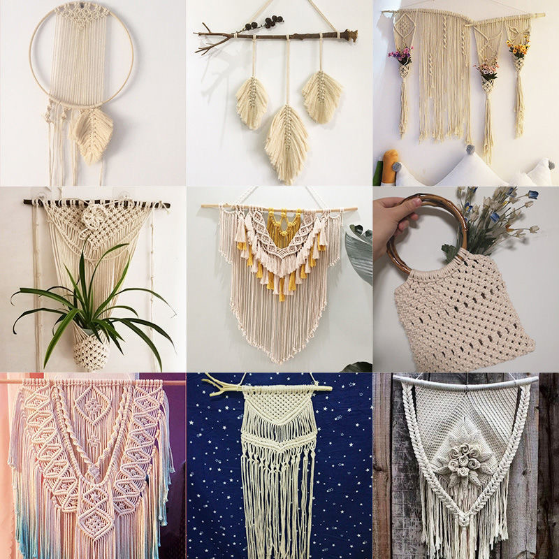 1mm-10mm 100% kokvilna makrama aukla virves aukla DIY roku darbs sienu tapsējuma dabīgas 3mm virves šūšanas Bohēmijas kāzu mājas dekorēšana