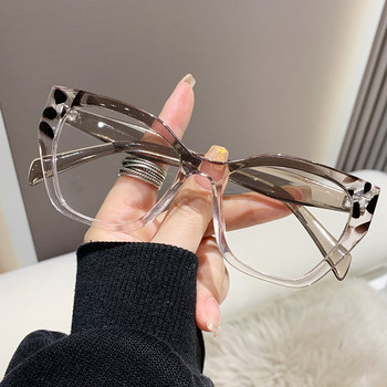 Дамски модни очила с котешко око против синя светлина, дизайнерски дизайнерски очила с двойна цветна голяма рамка, очила за четене с пресбиопия +2