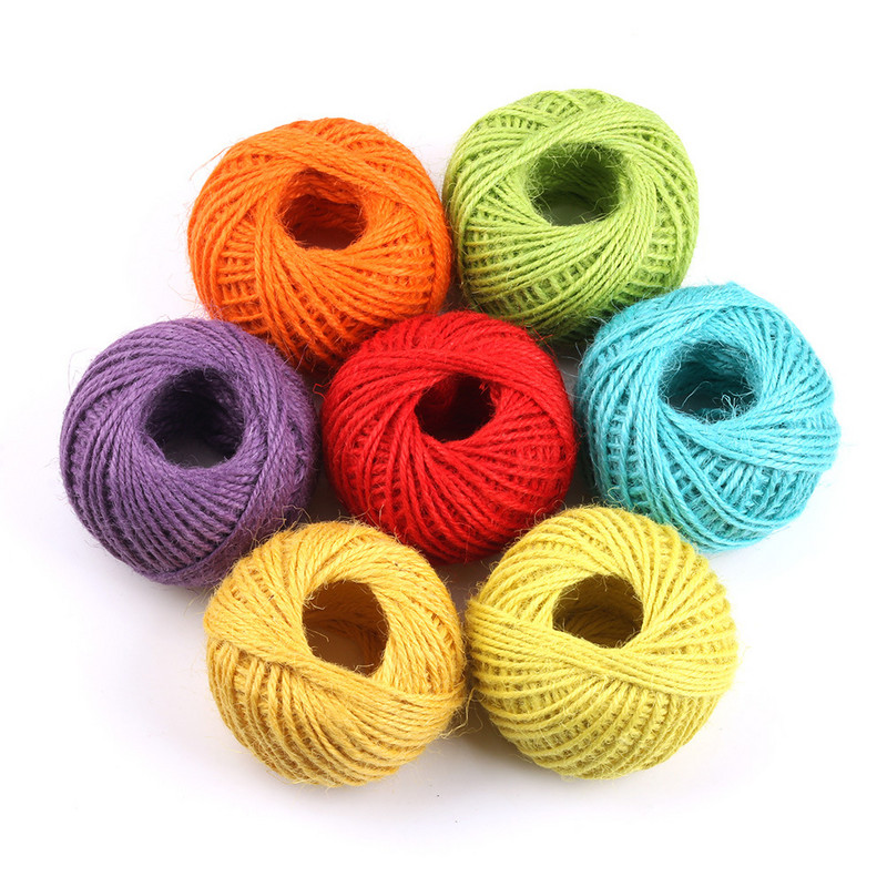 50 m-es zsákvászon Hessian juta zsinór kender kötél zsinór ajándékcsomagolás esküvői buli karácsonyi esemény fesztivál dekoráció barkács kellékek