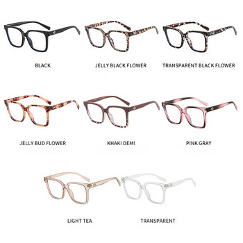 Извънгабаритни квадратни очила за четене с черни цветя за жени, прозрачни очила за компютър с рецепта за пресбиопия +1
