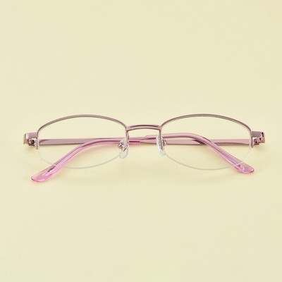 Ochelari de lectură eleganti cu jumătate de cadru roz pentru doamne Ochelari de lectură de metal pentru mama la modă Ochelari de lectură de rășină ultra ușoare