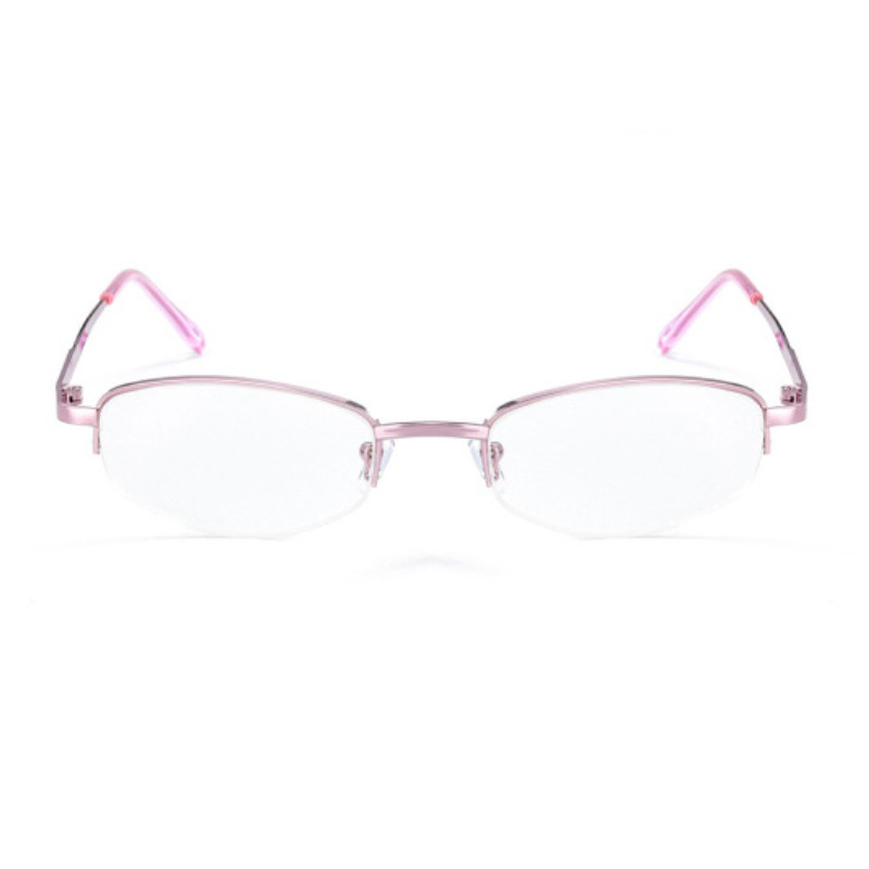 Ochelari de lectură eleganti cu jumătate de cadru roz pentru doamne Ochelari de lectură de metal pentru mama la modă Ochelari de lectură de rășină ultra ușoare