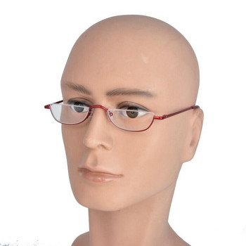 Μικρά γυαλιά ανάγνωσης μισού σκελετού Εξαιρετικά ελαφριά πόδια με ελατήρια Φορητά γυαλιά πρεσβυωπίας προσωπικότητας Μεταλλικά γυαλιά Semilune +1,0~+4,0