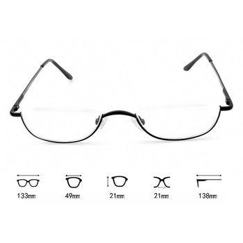 Малки очила за четене с половин рамка UltraLight Spring Legs Portable Personality Presbyopic Glasses Semilune Metal Eyewear +1.0~+4.0