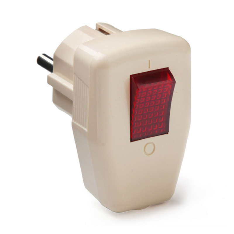 Euroopa Saksamaa Schuko korduvjuhtmetav toitepistik punase SISSE VÄLJAS lülitiga 16A EU toitejuhe pistikupesa juhtmestiku pistik 250 V tüüp E