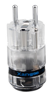 Ένα σετ Χάλκινο με ρόδιο διαφανές κέλυφος DIY Βύσμα καλωδίου τροφοδοσίας Hifi Σύρμα ήχου US EU Schuko