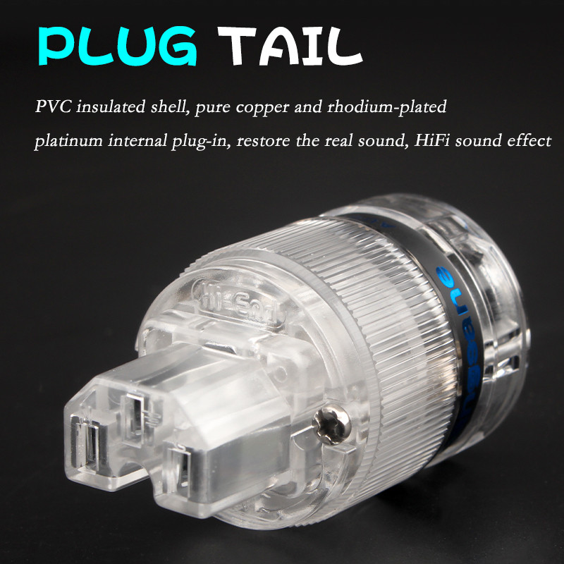 Ένα σετ Χάλκινο με ρόδιο διαφανές κέλυφος DIY Βύσμα καλωδίου τροφοδοσίας Hifi Σύρμα ήχου US EU Schuko