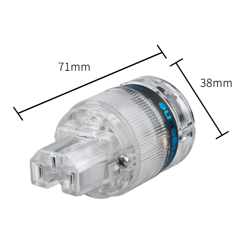 Ένα σετ Χάλκινο με ρόδιο διαφανές κέλυφος DIY Βύσμα καλωδίου τροφοδοσίας Hifi Σύρμα ήχου US EU Schuko