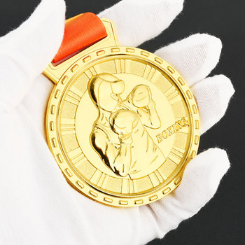 Боксов медал 3D награда Медальони Битка Таекуондо Борба Спортно състезание Празни медали Злато Сребро Бронз с лента