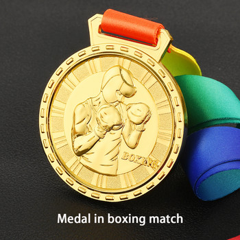 Боксов медал 3D награда Медальони Битка Таекуондо Борба Спортно състезание Празни медали Злато Сребро Бронз с лента