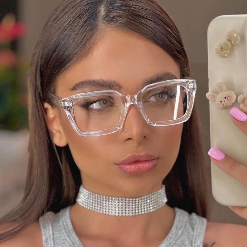 Modne četvrtaste prozirne naočale Ženske anti-plave naočale Optičke naočale za računalo Naočale za čitanje 0.+1.0+1.5+2.0+2.5+3.0+3.5