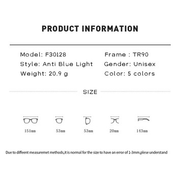 Μοντέρνα γυαλιά Anti Blue Light Wooden Grain Leg TR90, Ανδρικά Γυναικεία Κορεάτικα τετράγωνα Blue Ray Blocking για γυάλινα πλαίσια υπολογιστών F30128