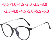 Vanad metallist ümmargused lühinägelikkusprillid naistele, meestele, ülikerged, painduva vaiguga lühinägemisprillid, nägemise eest hoolitsemise, dioptria -1,00–6,0
