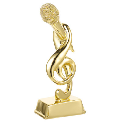 Trofeu Microfon Premiu Petrecere Trofee Muzică Cânt Premii Karaoke Aur Aur Microfon Notă amuzantă Statuie Concurs muzical