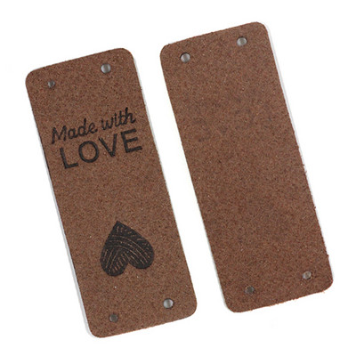 20 vnt. Rankų darbo etiketės drabužiams, pagamintam iš meilės Odinės etiketės Rankų darbo etiketės skrybėlėms Širdelės mezgimo etiketės Siuvimo priedai