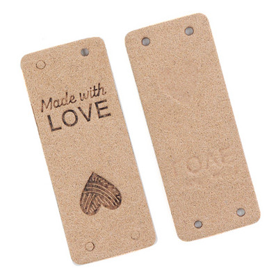 20 vnt. Rankų darbo etiketės drabužiams, pagamintam iš meilės Odinės etiketės Rankų darbo etiketės skrybėlėms Širdelės mezgimo etiketės Siuvimo priedai