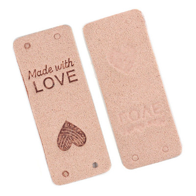 20 vnt. Rankų darbo etiketės drabužiams, pagamintam iš meilės Odinės etiketės Rankų darbo etiketės skrybėlėms Širdelės mezgimo etiketės Siuvimo priedai