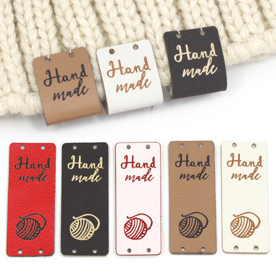 20Pcs Handmade Label Ball Of Yarn Leather Tags For Clothes Hand Made Tags For Hats Knitted Sewing Accessories DIY Gift Handcraft