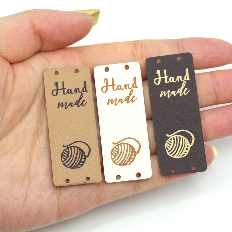 20 τμχ Χειροποίητη ετικέτα Μπάλα από νήμα Δερμάτινες ετικέτες για ρούχα Χειροποίητες ετικέτες για καπέλα Πλεκτά αξεσουάρ ραπτικής DIY Δώρο Χειροτεχνίας