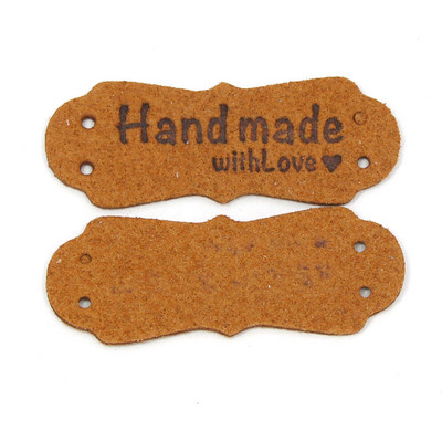 20Pcs PU kožne naljepnice Oznake za ručno izrađene DIY šešire Torbe Ručno izrađene s ljubavlju Oznake za odjeću Šivanje Oznake Dodaci za odjeću