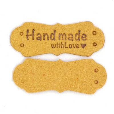 20Pcs PU kožne naljepnice Oznake za ručno izrađene DIY šešire Torbe Ručno izrađene s ljubavlju Oznake za odjeću Šivanje Oznake Dodaci za odjeću