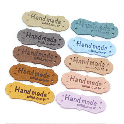 20Pcs PU kožne naljepnice Oznake za ručno izrađene DIY šešire Torbe Ručno izrađene s ljubavlju Oznake za odjeću Šivanje Oznake Dodaci za odjeću