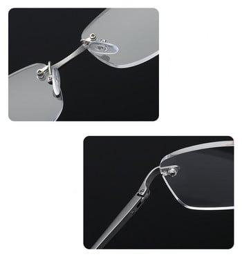 Ανδρικά γυαλιά ανάγνωσης χωρίς χείλος Γυναικεία κράμα Al-Mg TR90 Σκελετός Πρεσβυωπικά γυαλιά Αντι Μπλε Φωτοί Φακοί Διόπτρες Συνταγογραφούμενα γυαλιά