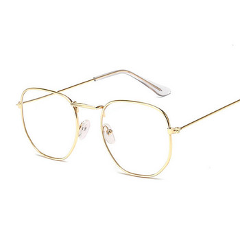 Винтидж черни квадратни очила Дамска модна марка Дизайнерски многоъгълни очила Метална рамка Прозрачни прозрачни лещи Модерен спектакъл
