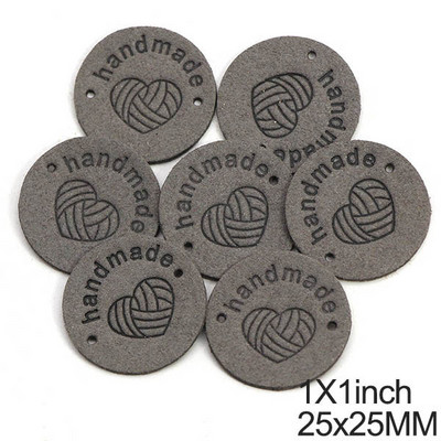 20 db kerek bőr címkék szív fonal golyó kézzel készített címkék kalapokhoz kézzel készített ruhák címkék varrás ruházati kiegészítők 1 hüvelyk