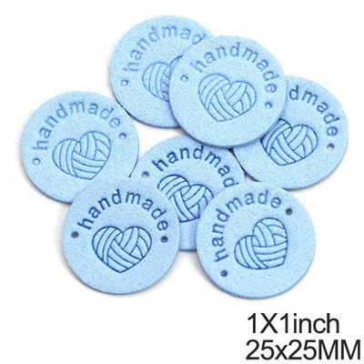 20 db kerek bőr címkék szív fonal golyó kézzel készített címkék kalapokhoz kézzel készített ruhák címkék varrás ruházati kiegészítők 1 hüvelyk