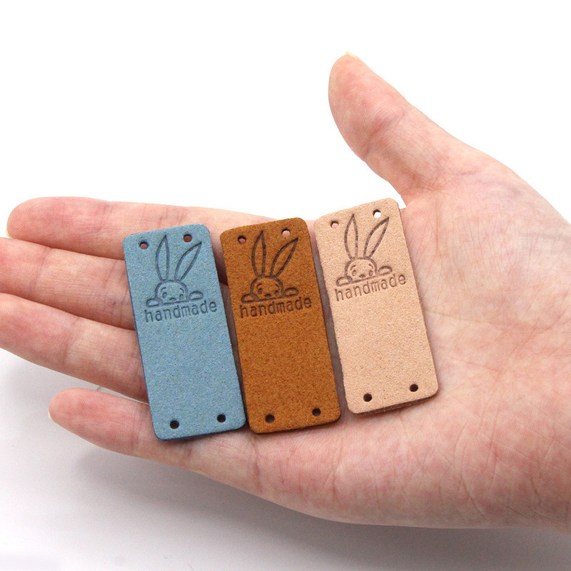 20 tk Käsitsi valmistatud silt Multifilm Armsad jänesesildid riiete jaoks Käsitsi valmistatud sildid mütsidele Kootud õmmelda nahast silt rõivaste tarvikud