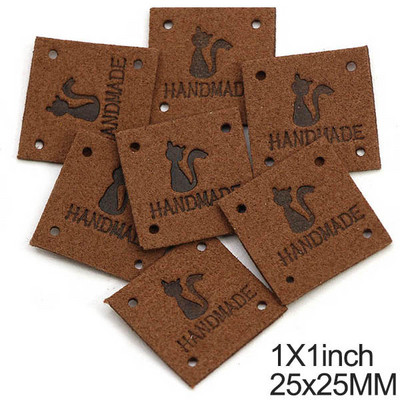 20kom Slatka mačka Ručno izrađene oznake Ručno izrađene naljepnice za odjeću Šivanje Rukotvorine Kožne oznake za šešire Pletene DIY torbe Košara 25MM