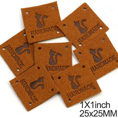 20kom Slatka mačka Ručno izrađene oznake Ručno izrađene naljepnice za odjeću Šivanje Rukotvorine Kožne oznake za šešire Pletene DIY torbe Košara 25MM