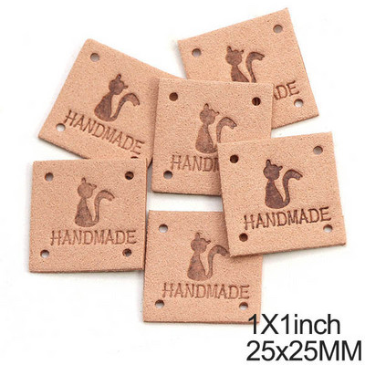 20kom Slatka mačka Ručno izrađene oznake Ručno izrađene naljepnice za odjeću Šivanje Rukotvorine Kožne oznake za šešire Pletene DIY torbe Košara 25MM