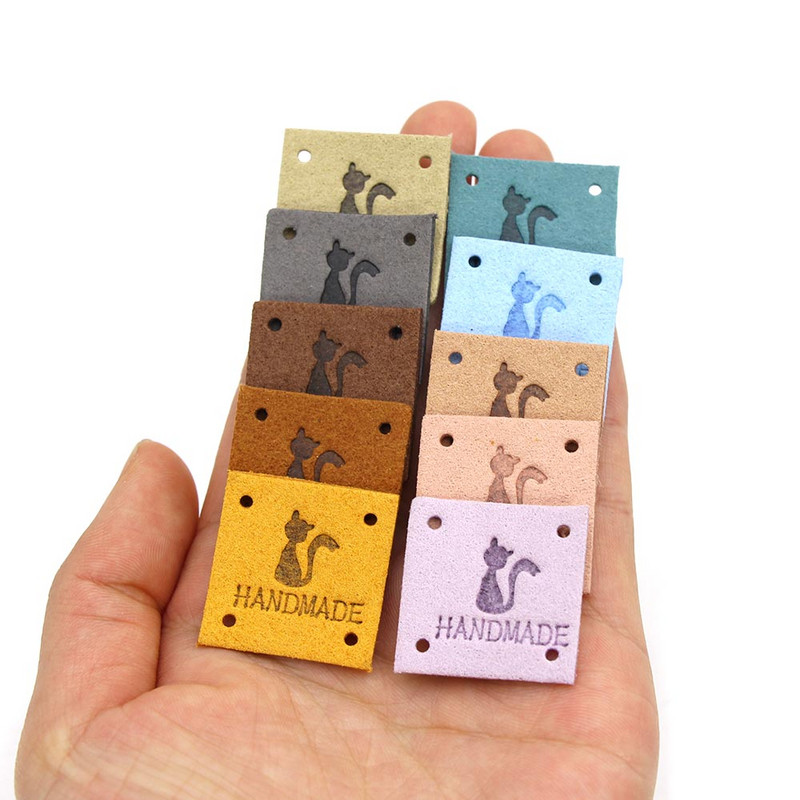 20kom Slatka mačka Ručno izrađene oznake Ručno izrađene naljepnice za odjeću Šivanje Rukotvorine Kožne oznake za šešire Pletene DIY torbe Košara 25MM