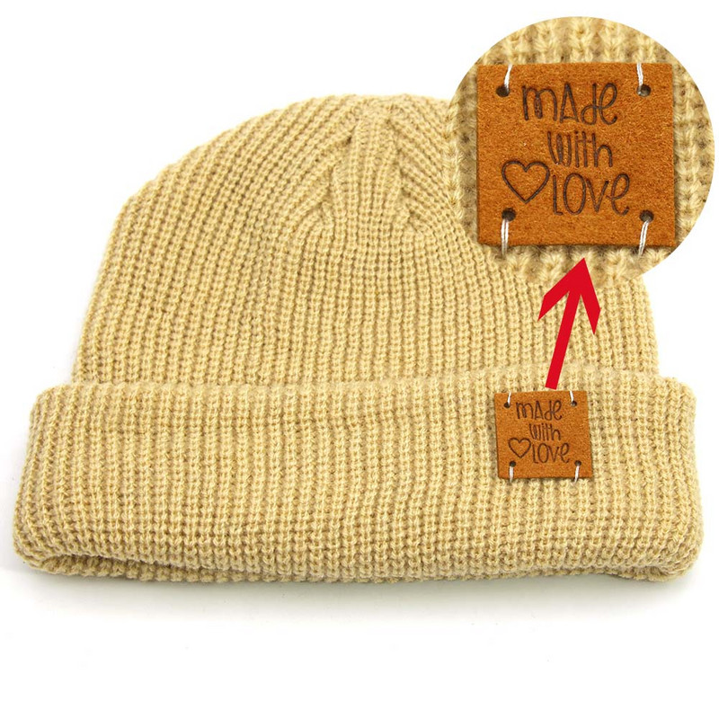 20 db Bőr kézzel készített címkék szerelmes címkékkel ruházathoz, vegyes színű négyzet alakú kézzel készített címke ruhakiegészítők varrásához