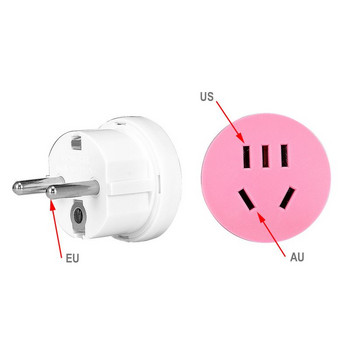 1 бр. AU САЩ към ЕС Китай Адаптер за щепсел Австралийски AU към Евро KR Захранващ адаптер Преобразувател на щепсел за пътуване Кръгъл гнездо за стенно зарядно за променлив ток