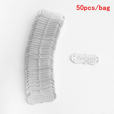 50τμχ 41x16mm Χειροποίητες Ετικέτες Χειροποίητα Αξεσουάρ Ραπτικής Ετικέτα Πλεκτής Δερμάτινη Ετικέτα για Ρούχα Χειροποίητη Ετικέτα PU για τσάντα